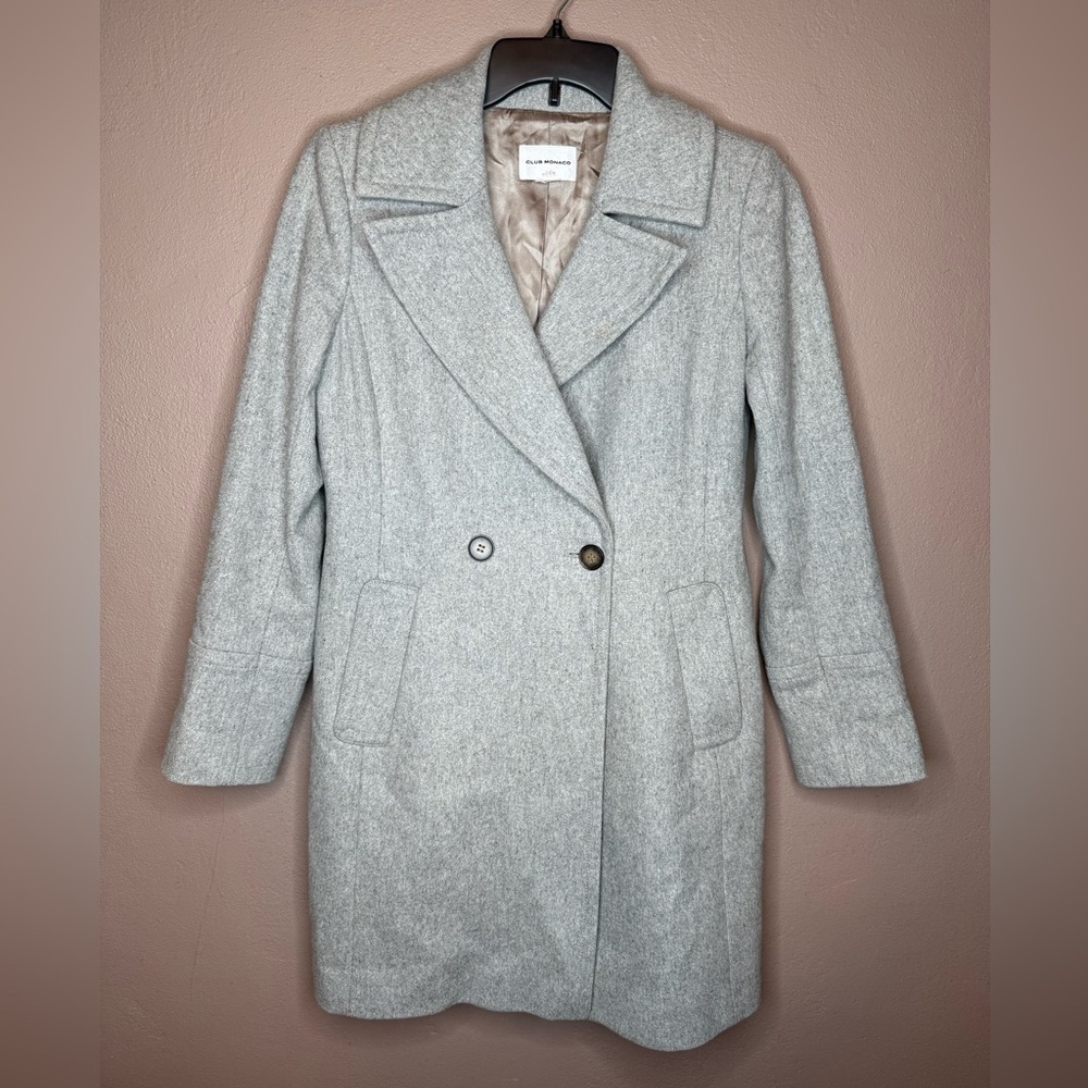 Club Monaco Womens Gray Virgin Wool Peacoat Medium Scandi Girl Streetwear Preppy